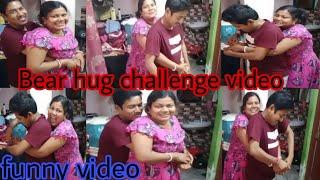 Bear hug challenge husband  wife //back side bear hug//funny video