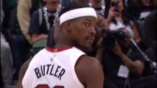 Jimmy Butler stares Jrue Holiday down after tuff bucket 