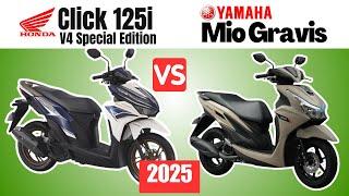 Honda Click 125i V4 Spcl Ed vs Yamaha Mio Gravis | Side By Side Comparison | Specs & Price | 2025