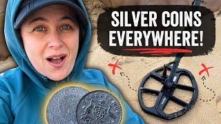 So Many SILVER Coins on this Beach!  (Beach Metal Detecting)