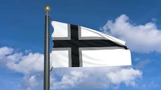 Generic Nordic Cross flag waving in the wind (moving clouds)