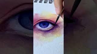 How to color eyes with watercolors؟ #youtubeshorts #drawing