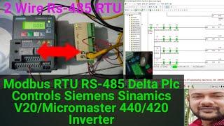 Modbus RTU RS-485 Delta Plc Controls Siemens Sinamics V20 / Micromaster440/420 Inverter