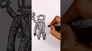 kid draw to large TVman Upgraded speed drawing #shorts #drawing #skibiditoilet