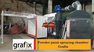 Powder paint spraying chamber Grafix. Professional Powder Coating.