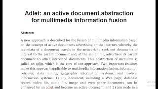 Adlet an active document abstraction for multimedia information fusion