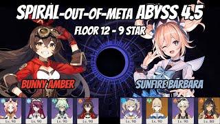 Spiral Abyss 4.5 -  Bunny Amber / Sunfire Barbara - Floor 12 9-star Run - Genshin Impact