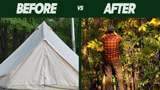 STEALTH - Public Land CANVAS CABIN TENT Setup / Hidden BUSHCRAFT Camping