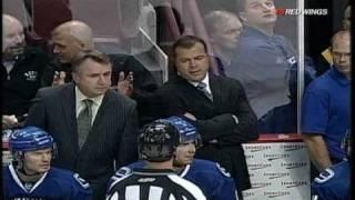 ryan johnson goes hard in to the boards (wings/canucks 10/27/2009 FSN-detroit)