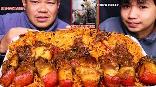 2X SPICY NOODLES  WITH FATTY PORK BELLY  CHALLENGE | SPICY FOOD EATING VIDEOS @tham_thapa