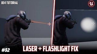 UE4: TUTORIAL #32 | Laser sight & Flashlight fix (Third person shooter)