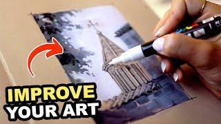 How to Urban Sketch + Composition Tips! Step by Step