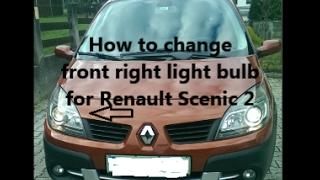 How to change front right light bulb for Renault Scenic 2