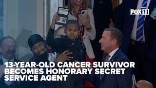 Trump makes 13-year-old cancer survivor Secret Service agent at Congress speech