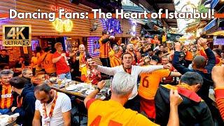 Istanbul Turkey Matchday Experiences Galatasaray Fans Dance in City Center-Around Istiklal Street