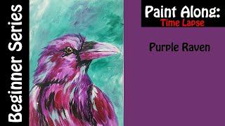 Fun Purple Raven painting - brush control practice