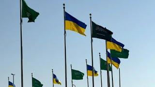 Ukrainian flags raised ahead of US-Ukrainian talks in Jeddah | AFP