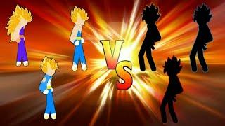 Stickman Warriors Fight 3×3 - Vegeta SSJ1,  Vegeta SSJ2, Vegeta SSJ3 vs Random