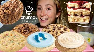 ASMR CRUMBL COOKIES & milk | berry trifle cake, snickerdoodle cupcake, peanut butter cup, confetti