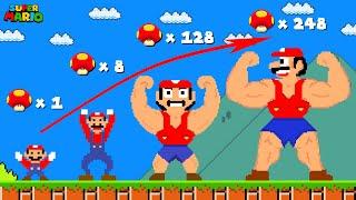 Super Mario Bros. but Every Giga Mushroom Makes Mario Become Muscular!