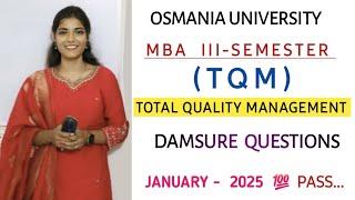 TOTAL QUALITY MANAGEMENT (TQM) || MBA 3 SEM || O.U  PASS || IMPORTANT QUESTIONS ||@shivanipallela 