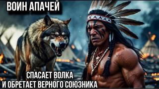 Индеец,воин апачей,спасает волка… и обретает верного союзника в войне.