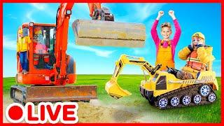 Excavator and holes  Construction Videos for Kids | Kidibli