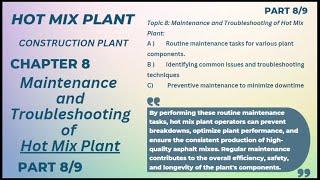 Hot Mix Plant I Asphalt Plant I Damar Plant I Maintenance and Troubleshooting of Hot Mix Plant