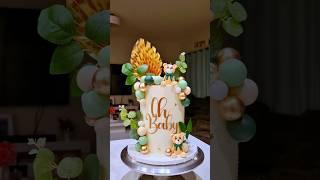 Elegant Baby Shower Cake | Teddy Bear & Greenery Theme #babyshower #babyshowercake #ohbaby