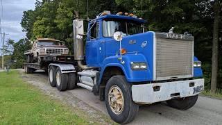 1989 Mack Superliner (E9-450 HP) Hauling a 1977 Ford F-350 Rollback Through the Hills of Western PA