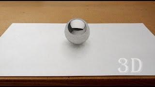 3д рисунок шара на бумаге / 3D drawing of ball.