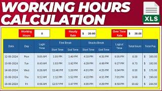 Working Hours & Overtime Calculation In Excel -  Time Sheet in MS Excel