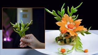 Beautiful Flower Art on Carrot & Cucumber