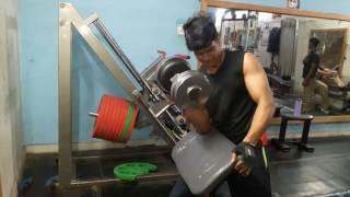 AKASH KUMAR (AKA WRIST HUNTER) HOOK TRAINING 2 REPS WITH 43 KG DUMBBELL