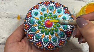 Dot Art Mandala Stone Painting | Satisfying Art Process | Dot Painting Video