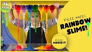 Kylee Makes Rainbow Slime! | Colorful, Easy to Make Slime Waterfall & Balloon! Mind-reading Contest!