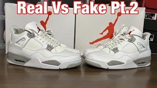 Air Jordan 4 Tech Grey/Oreo Real Vs Fake Review Pt.2 with Blacklight and weight comparisons