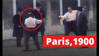 Colorized Historical Video - Fencing Duel in the Streets of Paris ca. 1900 [4k upscaled]