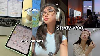 STUDY VLOG  waking up at 5AM, productive days in my life, skincare routine & meal prep ideas