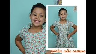 COSTURANDO VESTIDO INFANTIL COM RECORTE PRINCESA E BABADINHO NO DECOTE