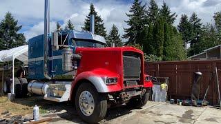 August 9, 2023 установка пневмосистемы часть 1 на Kenworth W900L Flat Top 3406E Cat 550Hp￼