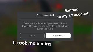 I got myself banned on purpose on my alt account | Roblox Ban speedrun