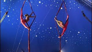 Synchronous silks by Nikitina Daria and Allakulova Anastasia in circus 