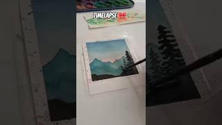 Watercolor landscape painting*TiMeLaPsE*  #art #viral #easy