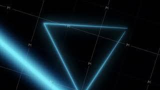 Abstract neon polygons in black space. Lasers lines moving in a circle