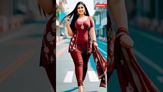 Pretty Curvy Girl in Maroon Stuns with Her Elegant Walk  | #shorts #prettygirl #viralshorts