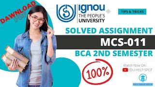 MCS-011 Solved Assignment 2022-23 BCA 2nd Semester | IGNOU | with PDF | Assignment