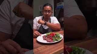 Pro chef cooks salad for wife