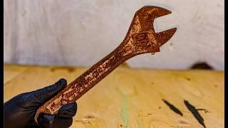 Restoration of EXTREMELY Rusty Wrench  Unbelievable Outcome