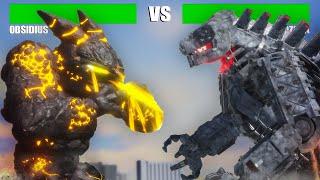 Mechagodzilla vs Obsidius With Healthbars in Roblox Project Kaiju